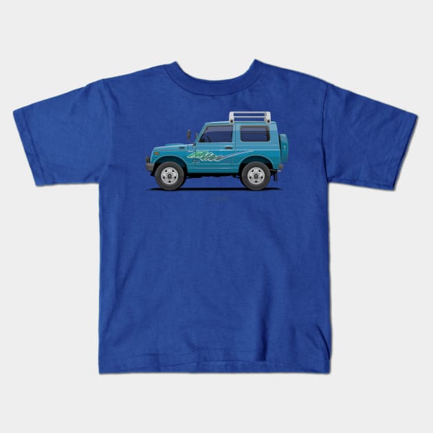 Jimny JA11 SJ410 Blue - Side Kids T-Shirt by ARVwerks